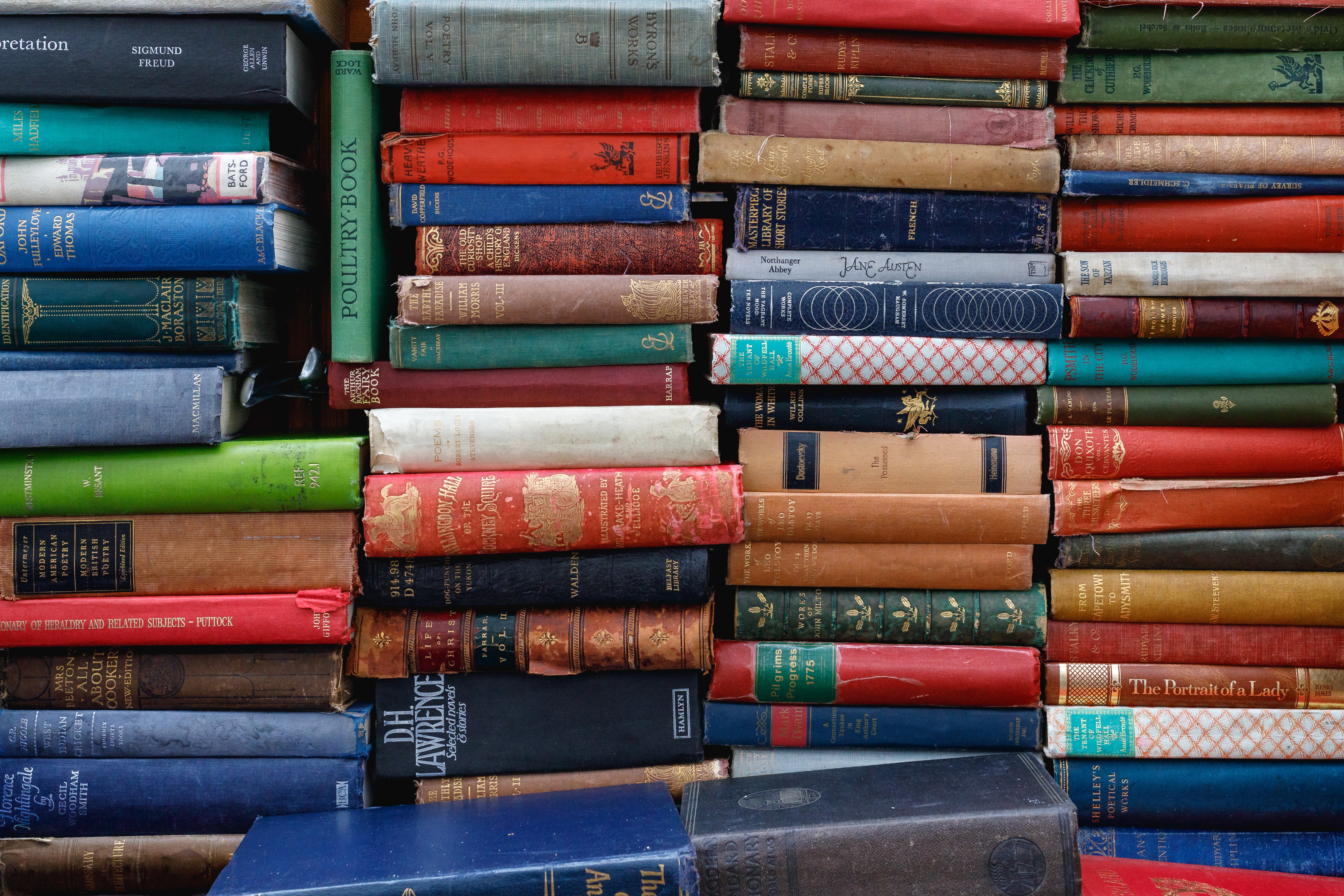 Colorful stacked books