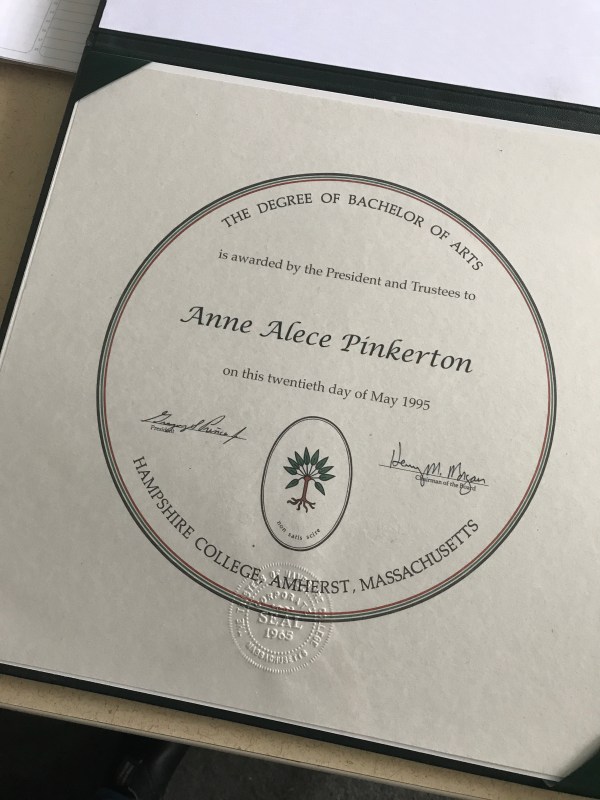 Hampshire College diploma